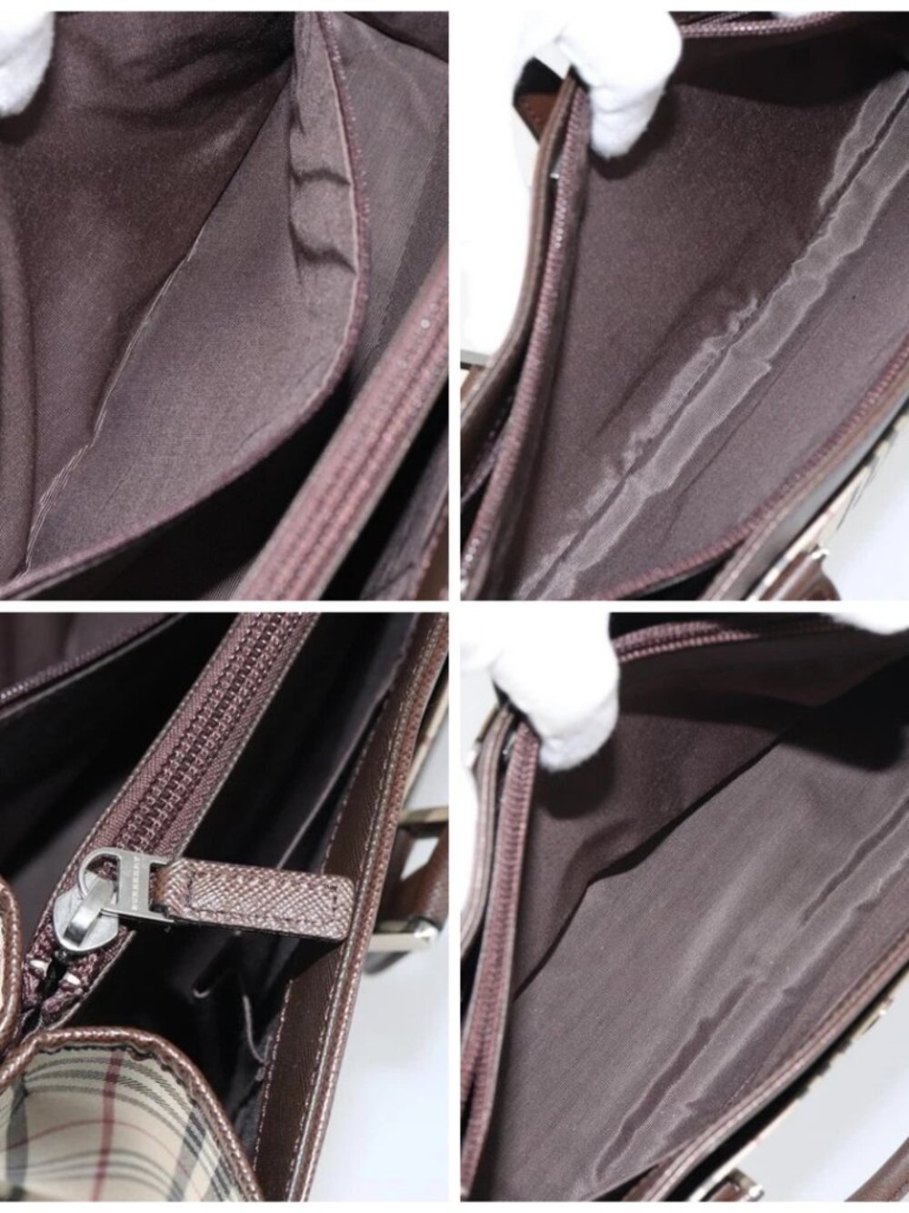 BURBERRY Nova Check Hand Bag Canvas Beige Silver Auth 158957A - Picture 15 of 16